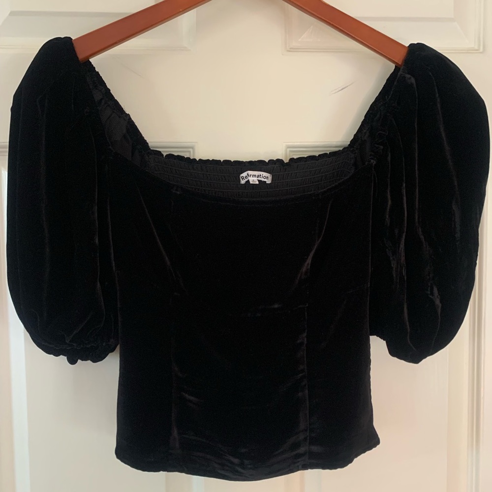 Reformation Luka Velvet Top Black Size 4